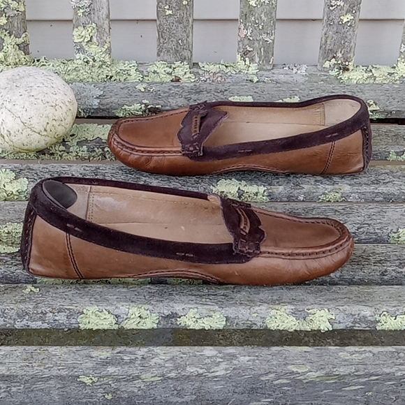 Frye Women's Brown Leather & Suede Slip On Driving Moccasins 9 - Picture 5 of 13